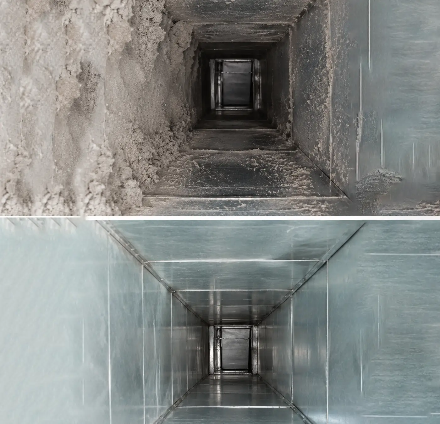 HVAC technician inspecting and maintaining a home airflow system